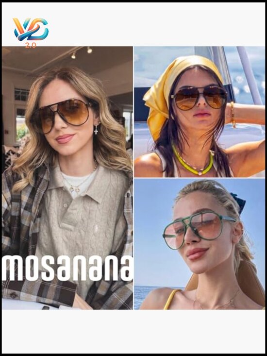 Oversized Retro Aviator Sunglasses Square UV400 Protection Trendy Stylish